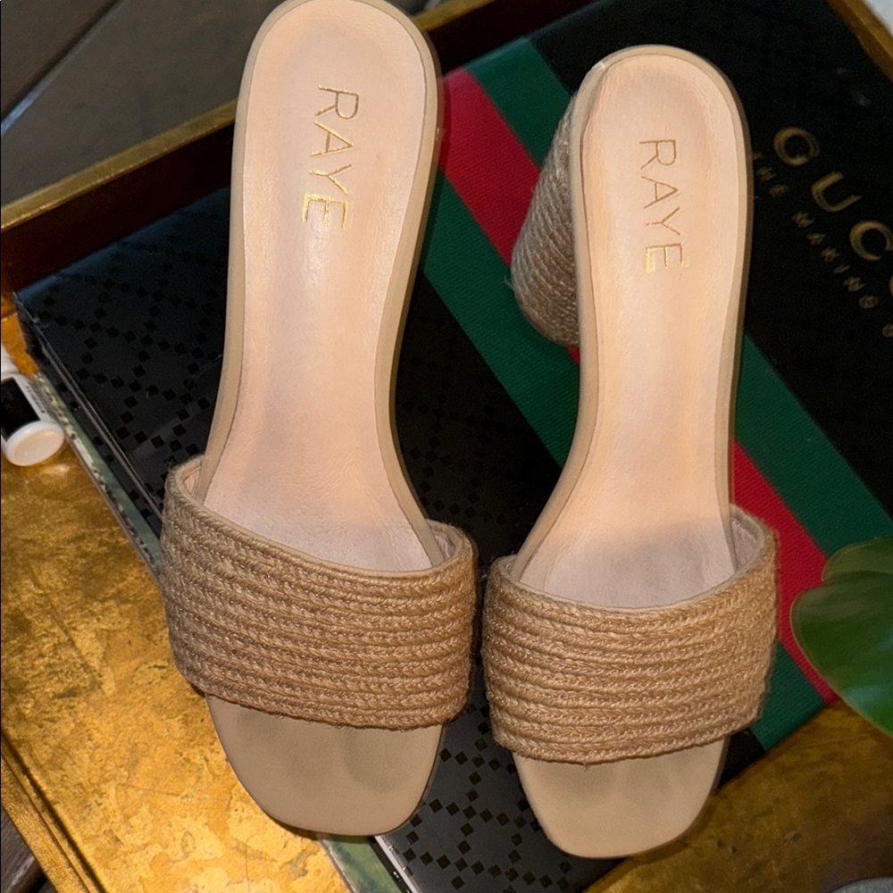 RAYE Tan Mules with Woven Strap